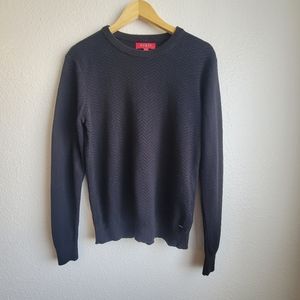 GUESS Mens Black Patterned Long Sleeve Crew Neck Sweater Size Small